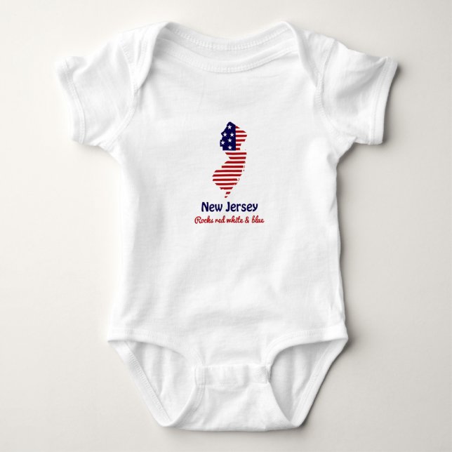 New Jersey Rocks Red White & Blue Infant Creeper (Front)
