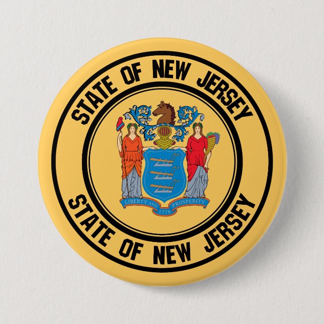 New Jersey Round Emblem 3 Inch Round Button (Front)