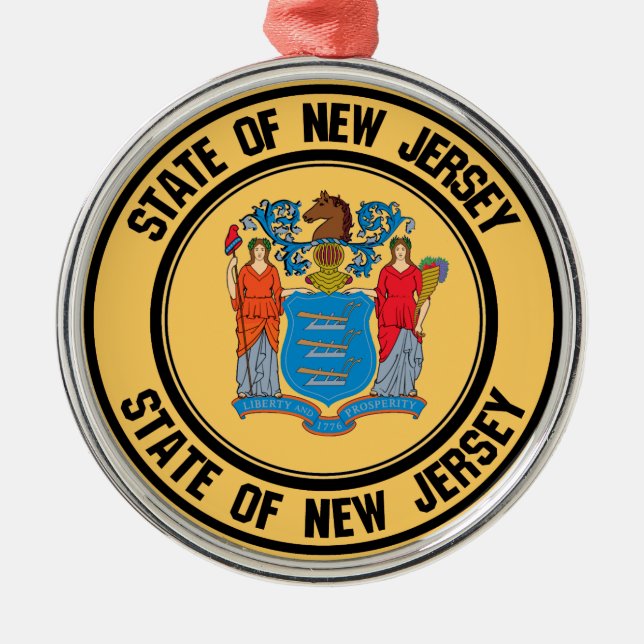 New Jersey Round Emblem Metal Ornament (Front)