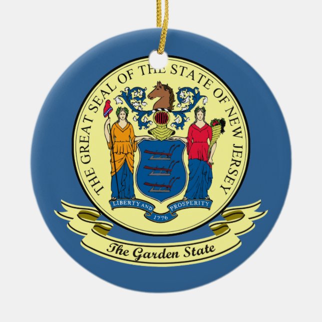 New Jersey Seal Ceramic Ornament (Front)