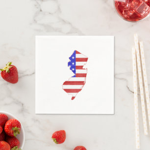 New Jersey Shaped American Flag Patriotic Party Napkin