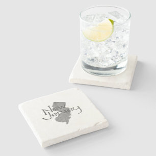 New Jersey Shaped Grey Vintage Grey Chalkboard Stone Coaster