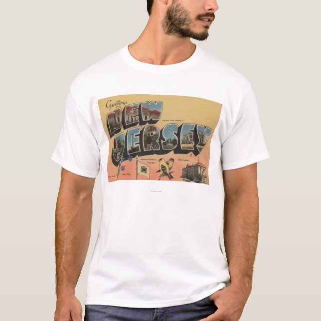 New Jersey (State Capital/Flower/Bird) T-Shirt (Front)