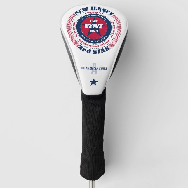 New Jersey State Circle Custom Golf Head Cover (Front)