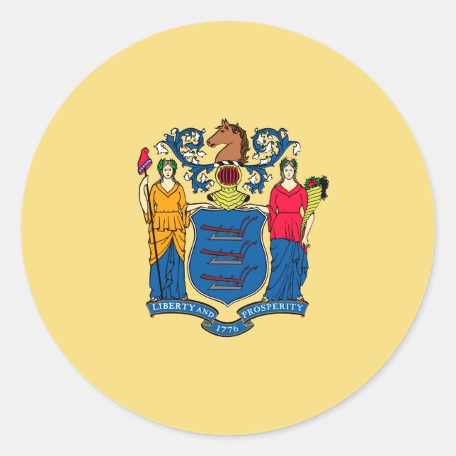 New Jersey State Flag Design Classic Round Sticker (Front)