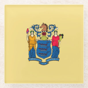New Jersey State Flag Design Decor Glass Coaster