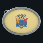 New Jersey State Flag Design Oval Belt Buckle<br><div class="desc">Here's a New Jersey State Flag Design presented on a variety of popular products. A great custom gift idea for all occasions and for anyone coming for a visit.</div>