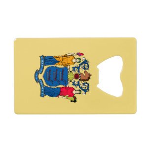 New Jersey State Flag Design Wallet Bottle Opener