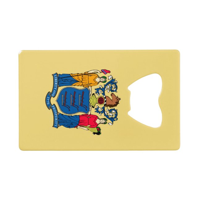 New Jersey State Flag Design Wallet Bottle Opener (Back Horizontal)