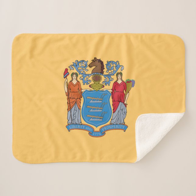 New Jersey State Flag Sherpa Blanket (Front (Horizontal))