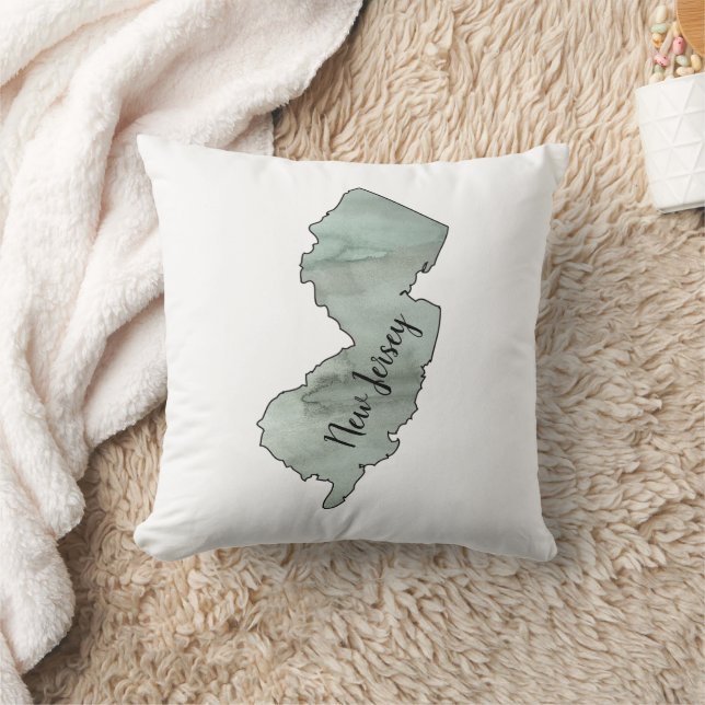 New Jersey State Illustration Throw Pillow (Blanket)