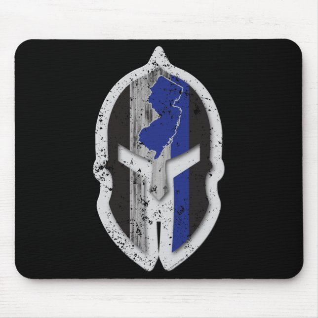 New Jersey State Lice Thin Blue Line Spartan  Mouse Pad (Front)