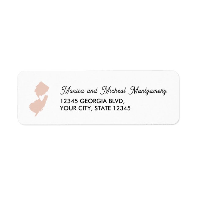 NEW JERSEY State Map with Heart - ANY COLOR  (Front)