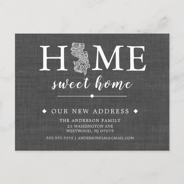 NEW JERSEY State Moving Announcement Post Card (Front)