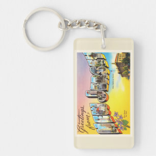 New Jersey State NJ Old Vintage Travel Postcard- Keychain