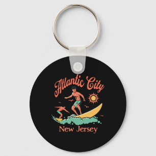 New Jersey Surfer Atlantic City Nj Surfing Beach V Keychain