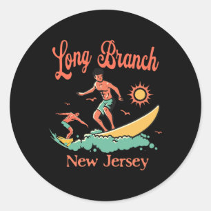 New Jersey Surfer Long Branch Nj Surfing Beach Vac Classic Round Sticker