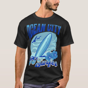 New Jersey Surfer Ocean City Nj Surfing Beach Sand T-Shirt