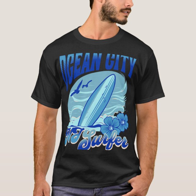 New Jersey Surfer Ocean City Nj Surfing Beach Sand T-Shirt (Front)