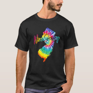 New Jersey Tie Dye State Map Pride Hippie Vintage T-Shirt