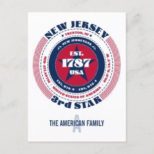 New Jersey, Trenton NJ, Patriotic Monogram Postcard