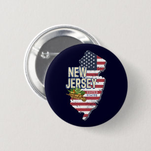New Jersey United States Retro Map USA Souvenir 2 Inch Round Button