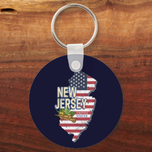 New Jersey United States Retro Map USA Souvenir Keychain