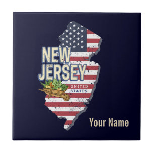 New Jersey United States Retro Map USA Souvenir Tile