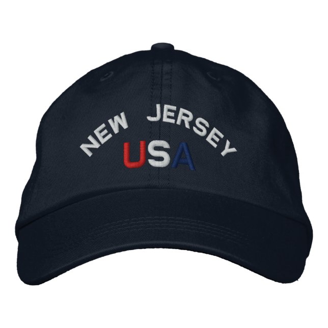 New Jersey USA Embroidered Navy Blue Hat (Front)