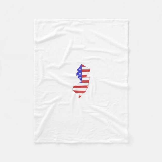 New Jersey USA flag silhouette state map Fleece Blanket (Front)