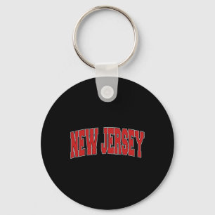 New Jersey Usa State Nj Varsity Style Vintage Spor Keychain