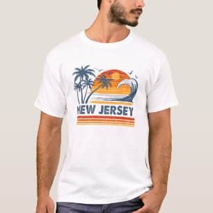 New Jersey Vacation Sunset Cute 70s Vintage Retro T-Shirt