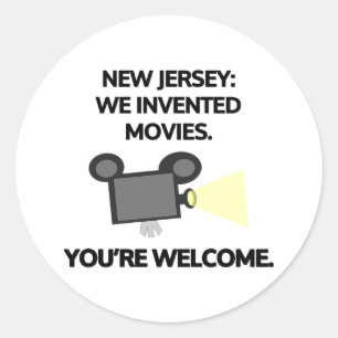 New Jersey: We invented movies. Classic Round Sticker