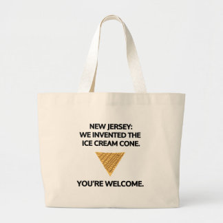 New Jersey: We invented the ice cream cone. Large Tote Bag