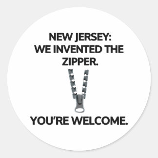 New Jersey: We invented the zipper. Classic Round Sticker