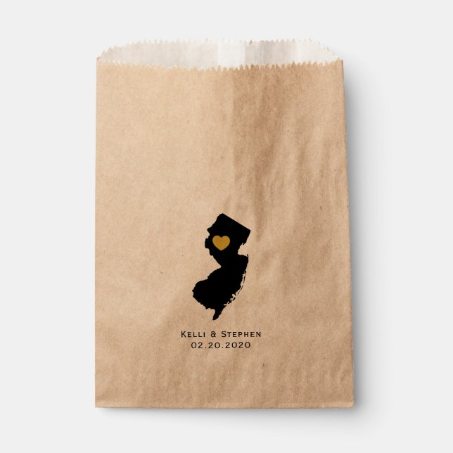 New Jersey Wedding Favour Treat Sacks, Gift Bags (Front)