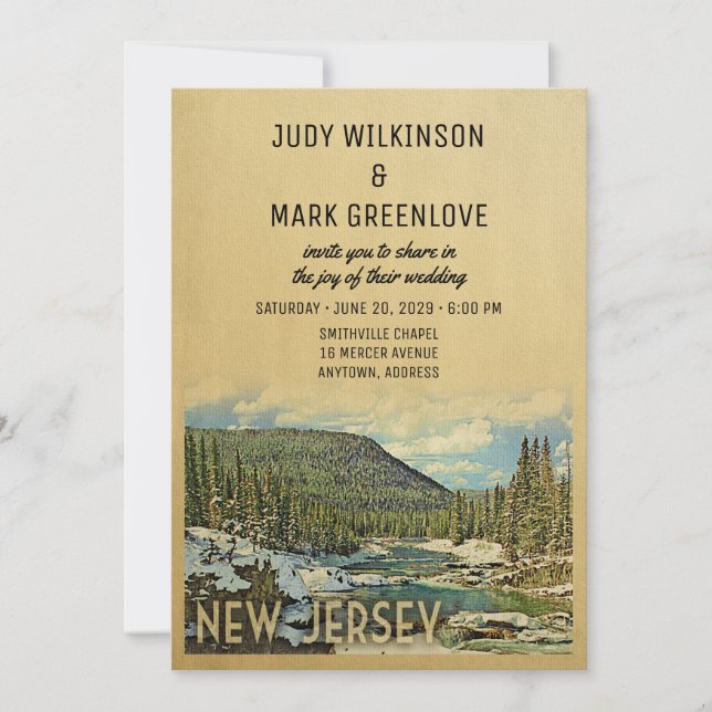 New Jersey Wedding Invitation Vintage Nature (Front)