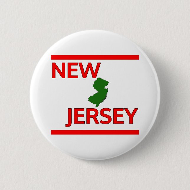 New Jersey with State outline 2 Inch Round Button (Front)