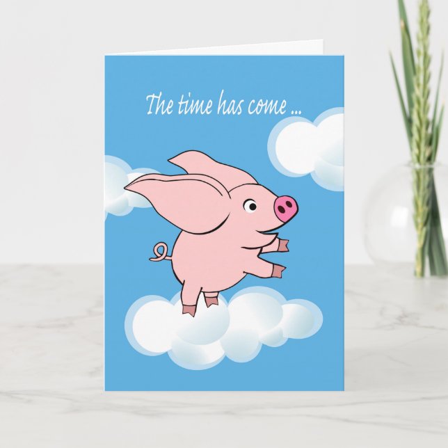 New Job Announcement, Pig With Big Ears Flying Announcement (Front)