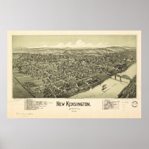 New Kensington Pennsylvania 1902 Antique Panorama Poster