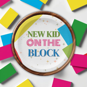 New Kid on the Block Colourful Baby Shower Paper Plate