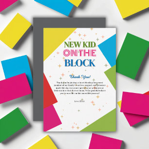 New Kid on the Block Colourful Baby Shower Thank You Card