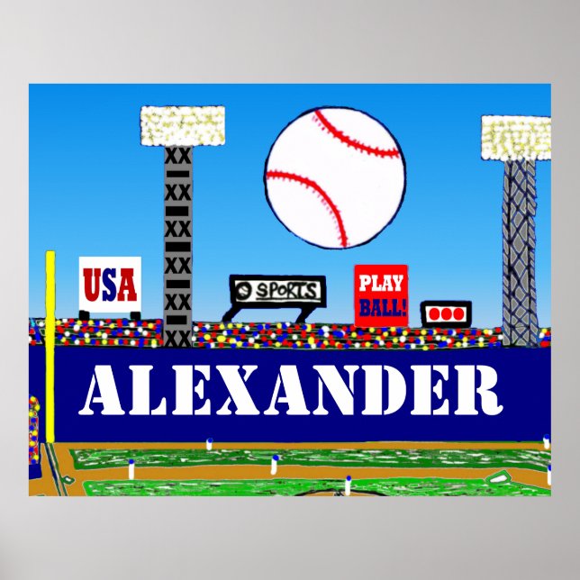 New Kids Sports Baseball Personalized Poster Art (Front)