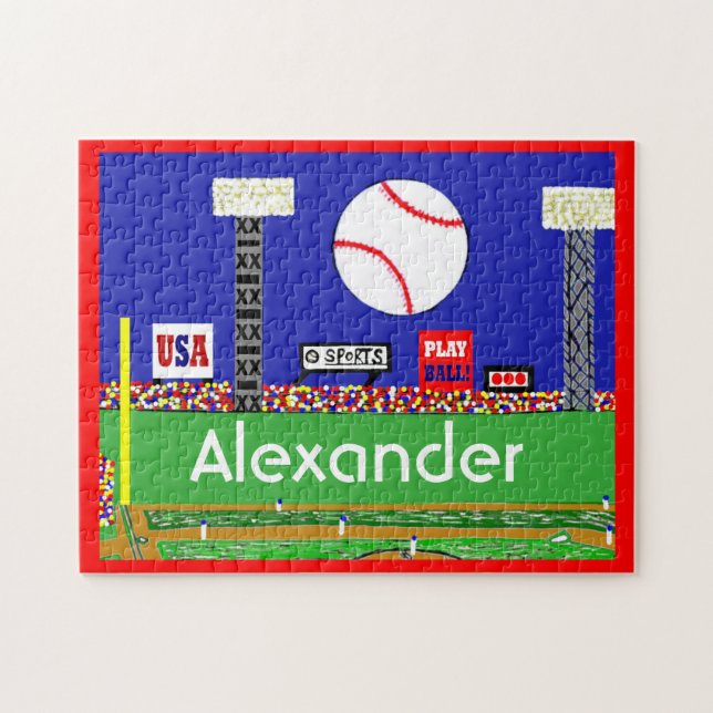 New Kids Sports Baseball Puzzle Personalized Gift (Horizontal)
