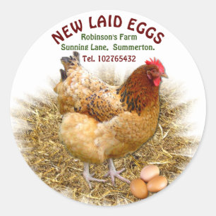 NEW LAID EGGS CLASSIC ROUND STICKER