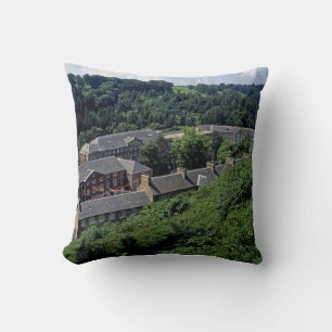 New Lanark Scotland Postcard Poster Photo Block Ca Throw Pillow