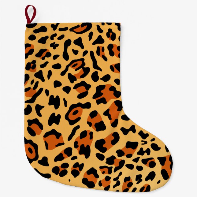 New Leopard Texture 3 Large Christmas Stocking (Front)