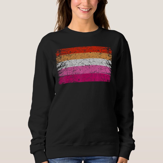 New Lesbian Pride Flag - Lesbian Sunset Pride Flag Sweatshirt (Front)