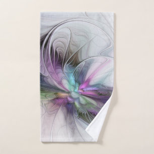 New Life, Colorful Abstract Fractal Art Fantasy Hand Towel