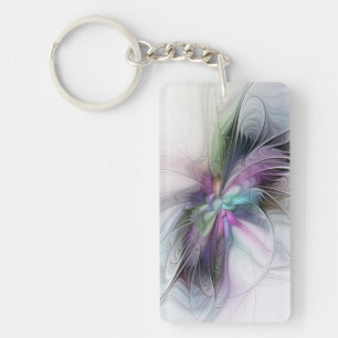 New Life, Colorful Abstract Fractal Art Fantasy Keychain